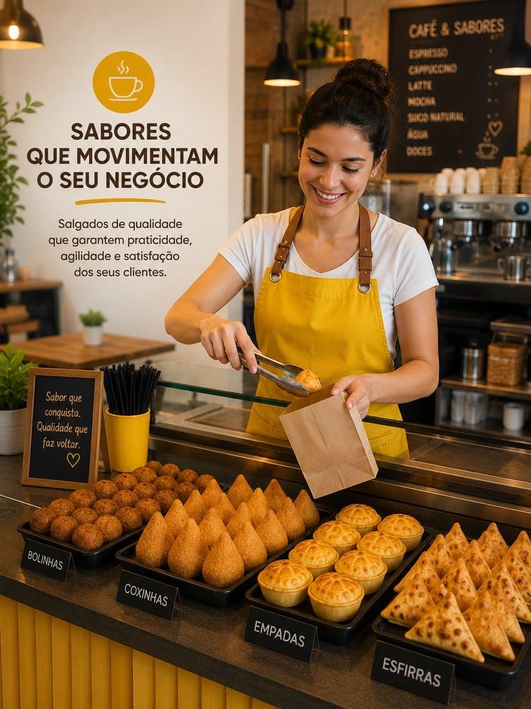 Cafeterias e lanchonetes abastecidas com salgados congelados | Reino dos Sabores