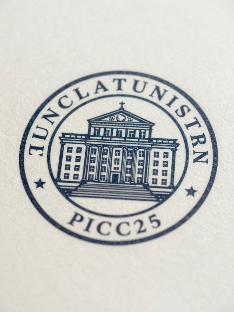 Close-up detail shot of an official academic registry seal on heavy cream paper, soft natural daylight, shallow depth of field, 35mm film