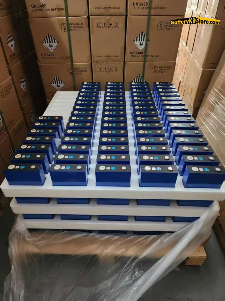 EVE lithium batteries on a pallet