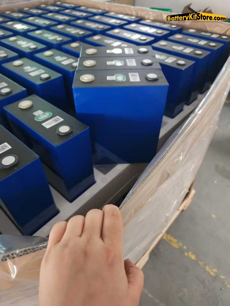 a box of LiFePO4 prismatic battery cells