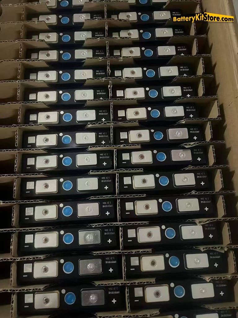 a box of LiFePO4 prismatic battery cells