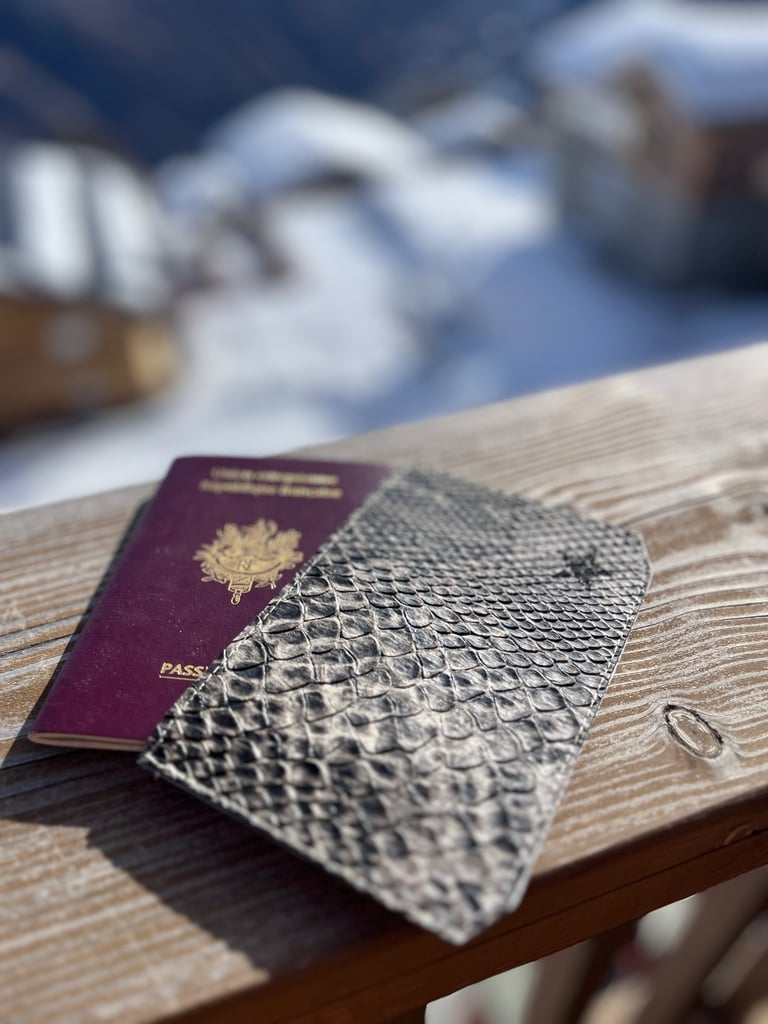 Pochette passeport python vegan 