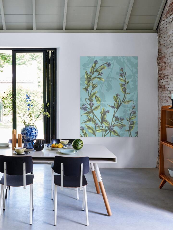 Floral Illustration Wall Art in a Living Room