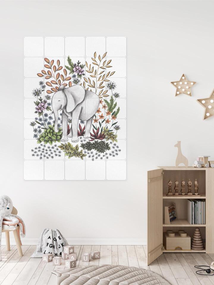 Rhino Illustration Wall Art in a Kids Room