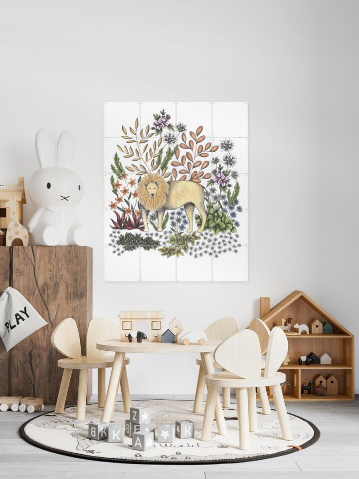 Lion Illustration Wall Art in a Kids Room