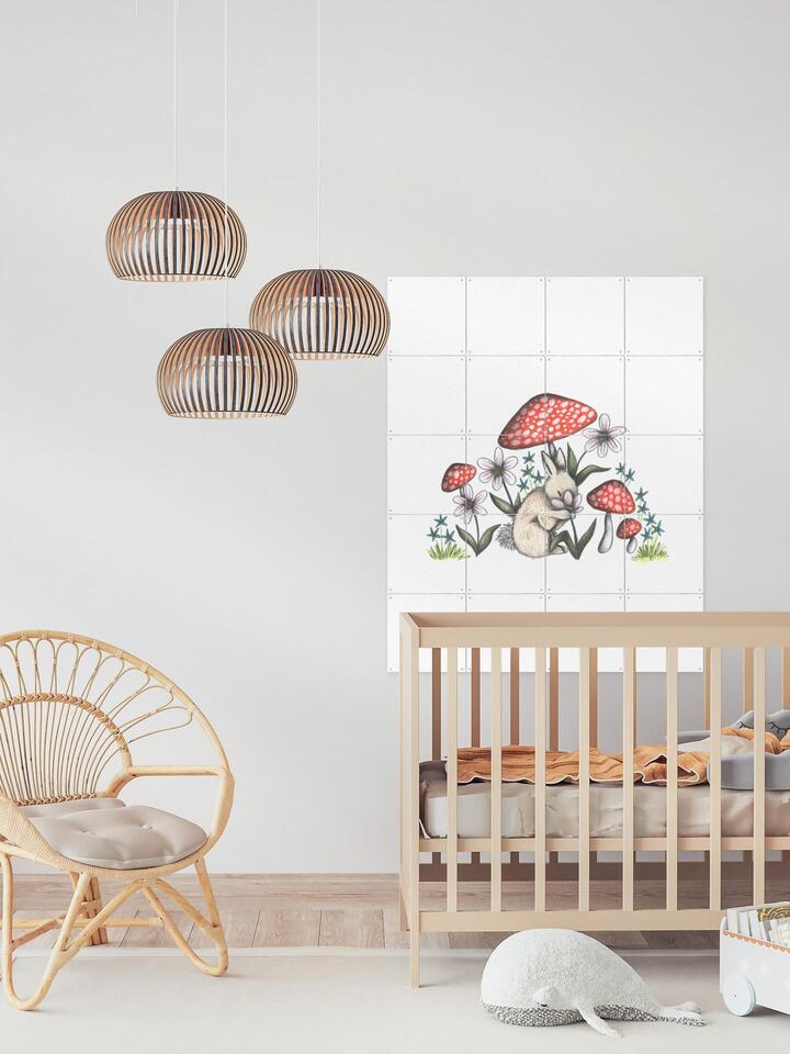 Rabbit Illustration Wall Art in a Nursery Room