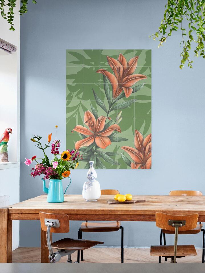 Floral Illustration Wall Art in a Living Room