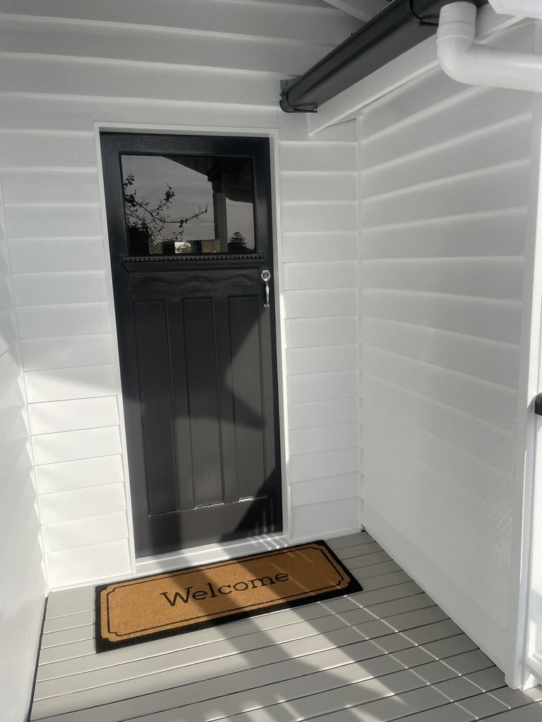Freshly painted residential exterior entryway in Brisbane by PJCPainters