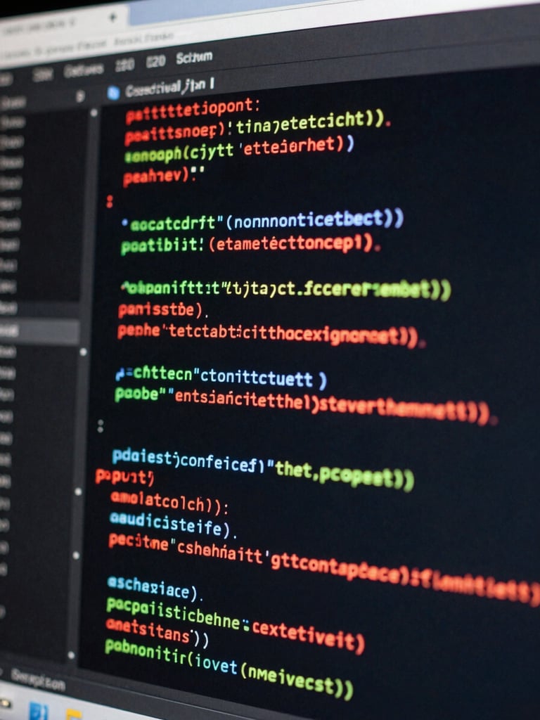 Macro close-up of a terminal screen displaying database query execution plans and system performance metrics, cool high-contrast technical lighting with subtle red status indicators, sharp focus on monospaced code.