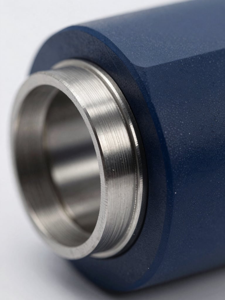 Macro photograph of a machined silicon carbide seal face, showing precise lap lines and high-contrast metallic textures under crisp laboratory lighting.