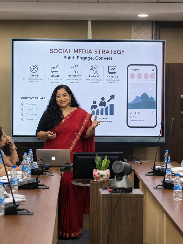 Roli Gaur Vashisht conducting a social media strategy workshop in Delhi