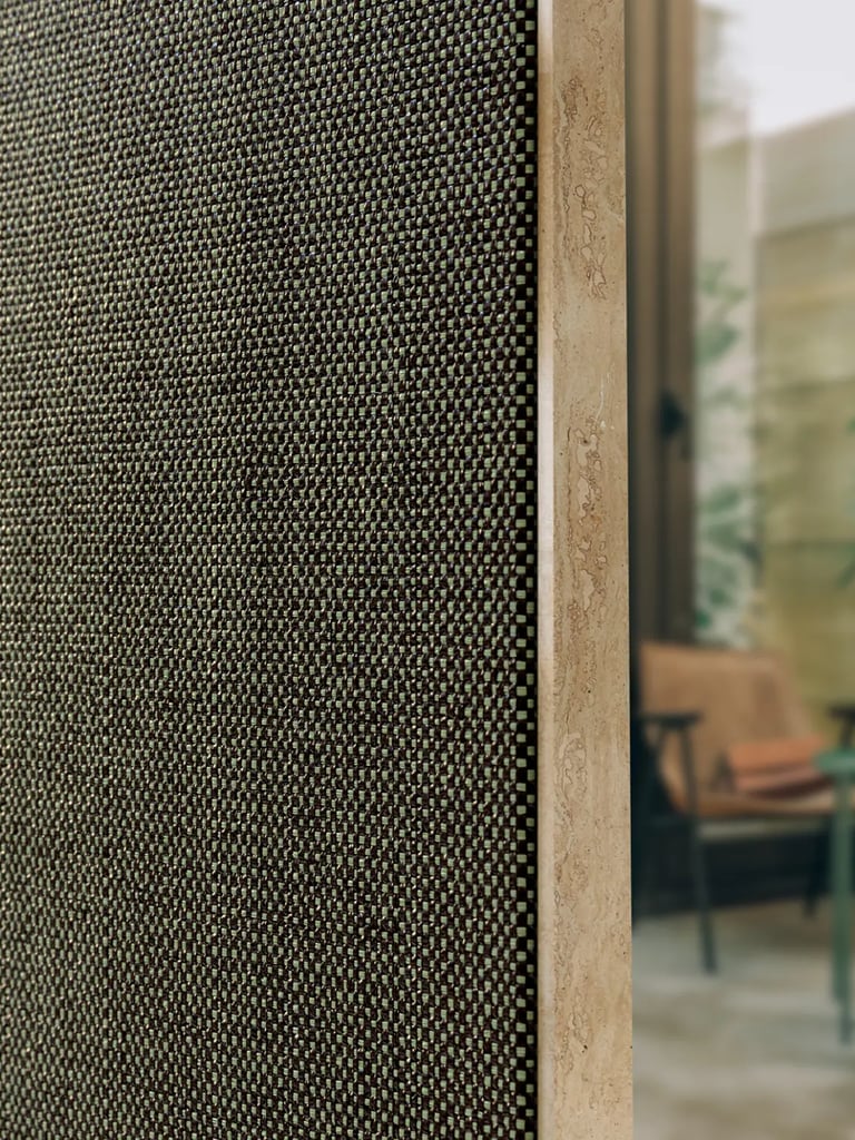 Close-up of neutral fabric texture for residential wall finishes