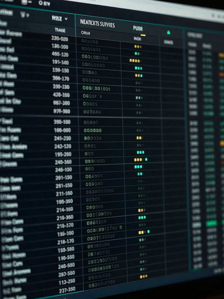 Cinematic close-up of a digital analytics interface on a dark screen, subtle emerald light leaks, high-contrast technical grid.