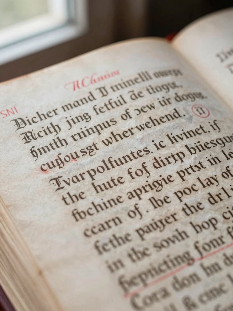 Extreme macro photograph of a heavily annotated physical book manuscript page, soft red ink corrections in margins, natural side light from a window, shallow depth of field focusing on elegant serif typography.