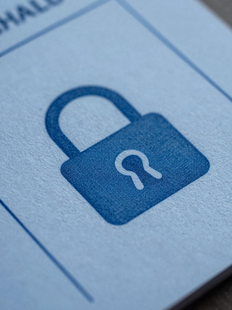 Macro photography of secure watermark patterns on official document paper, cool corporate blue tones, clean geometric lines