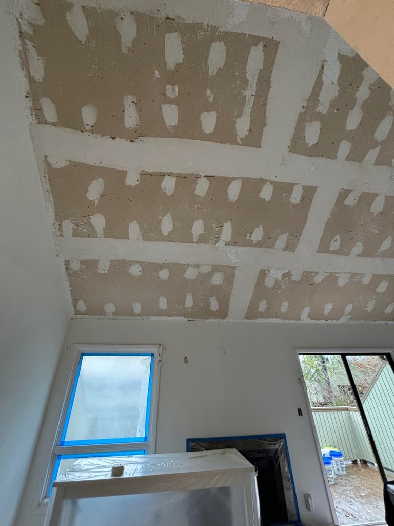 Photo of a popcorn removal ceiling in Asheville done by passion painters.