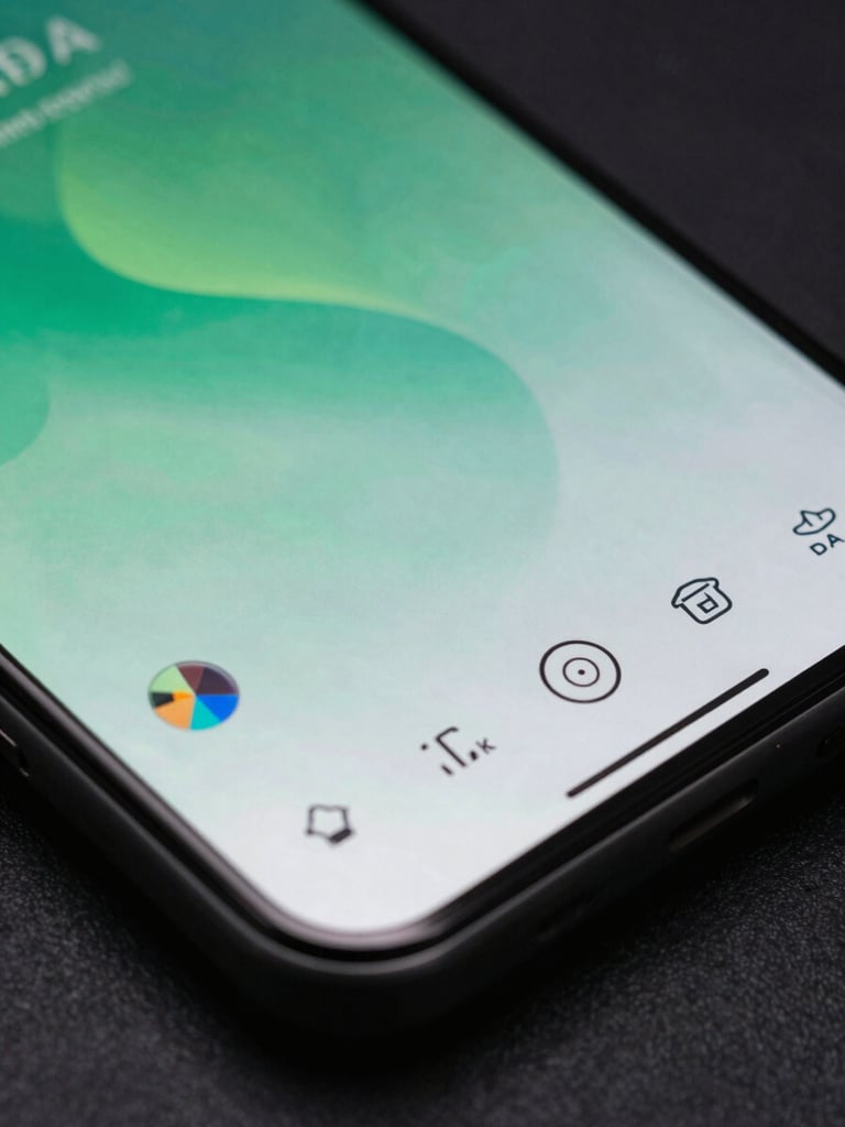Close-up macro of a physical flagship Android device showing a fluid, high-frame-rate UI transition with a subtle green edge-glow.
