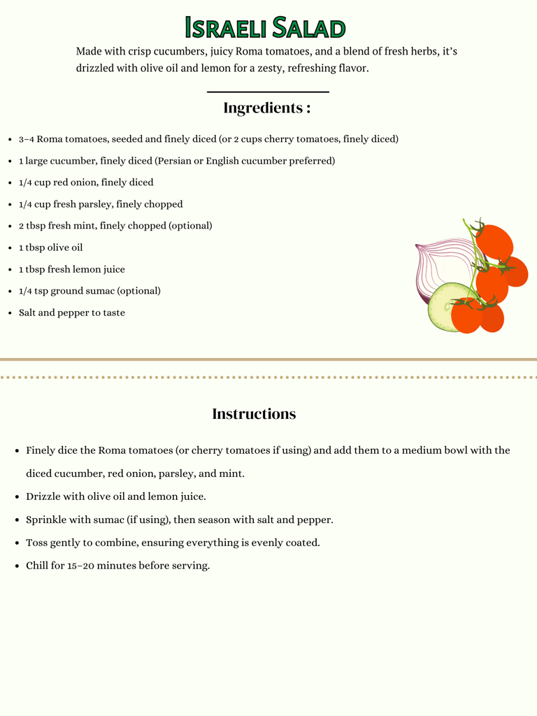 israeli salad recipe card