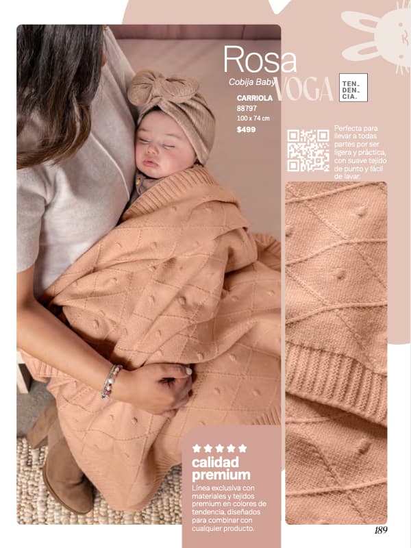 Cobertor rosa  modelo Rosa voga de la marca Vianney