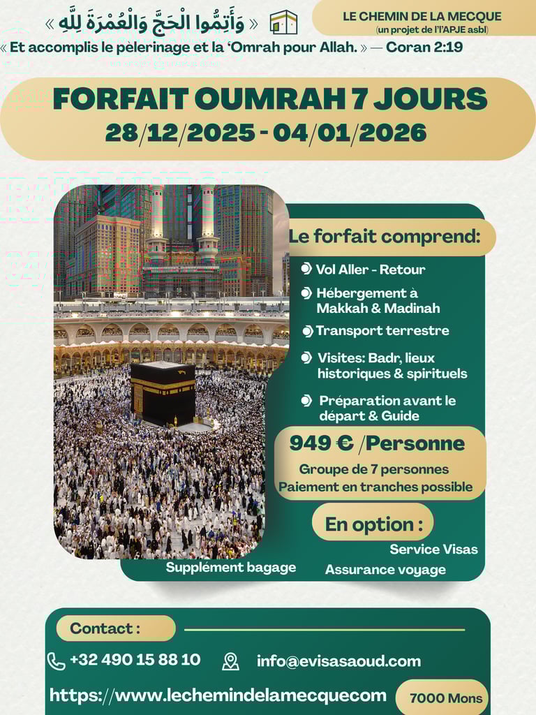Forfait Oumrah 7 jours