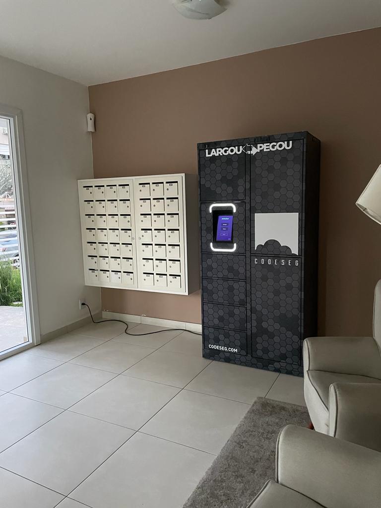 Armário airlocker azul duplo auxiliar empresa condominio locker armario inteligente entrega