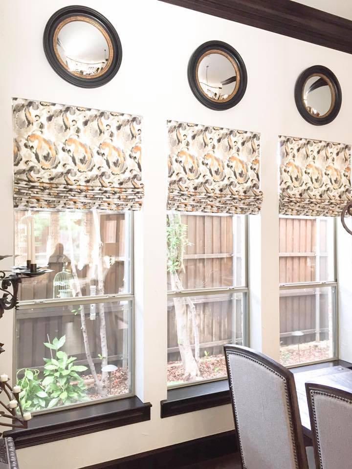 Custom Flat Roman Shades Kasmir Fabric