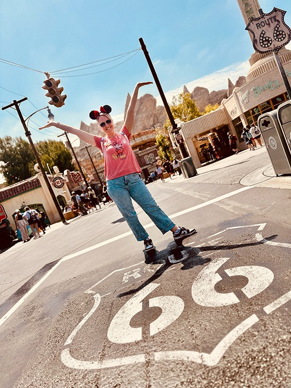 Emily Brisson pictured inside Cars Land at Disney California Adventure® Park.