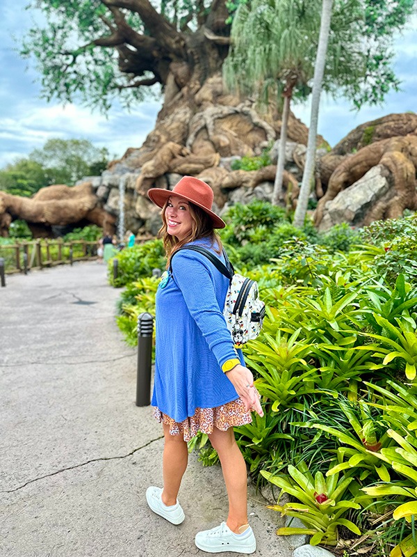 Karen Amundson in front of the "Tree of Life" inside Disney's Animal Kingdom® Park.