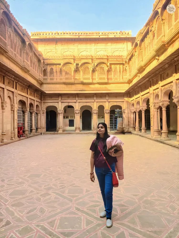 Open courtyard showcasing the calm beauty of Chandra Mahal in Bikaner