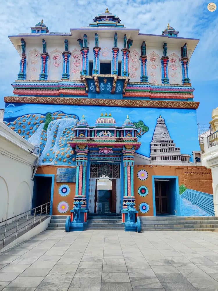 Decorative gateway opening into the palace corridors of Thanjavur Maratha Palace