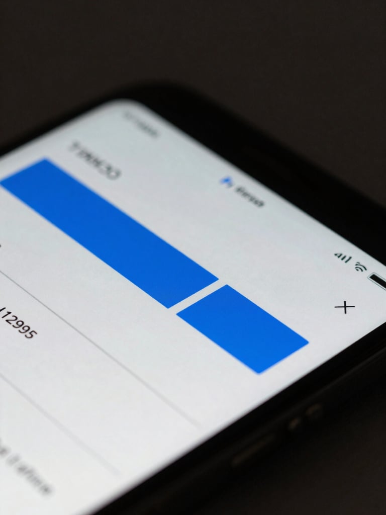 Extreme macro close-up of a smartphone screen displaying a banking transaction interface, electric-blue progress line mid-transfer, cool north-facing light, sharp geometric reflections on the glass surface, dark background