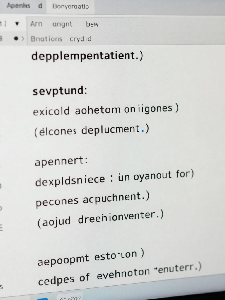 Tight macro crop of a clean software terminal displaying active deployment scripts, cool daylight, high contrast, no human faces.