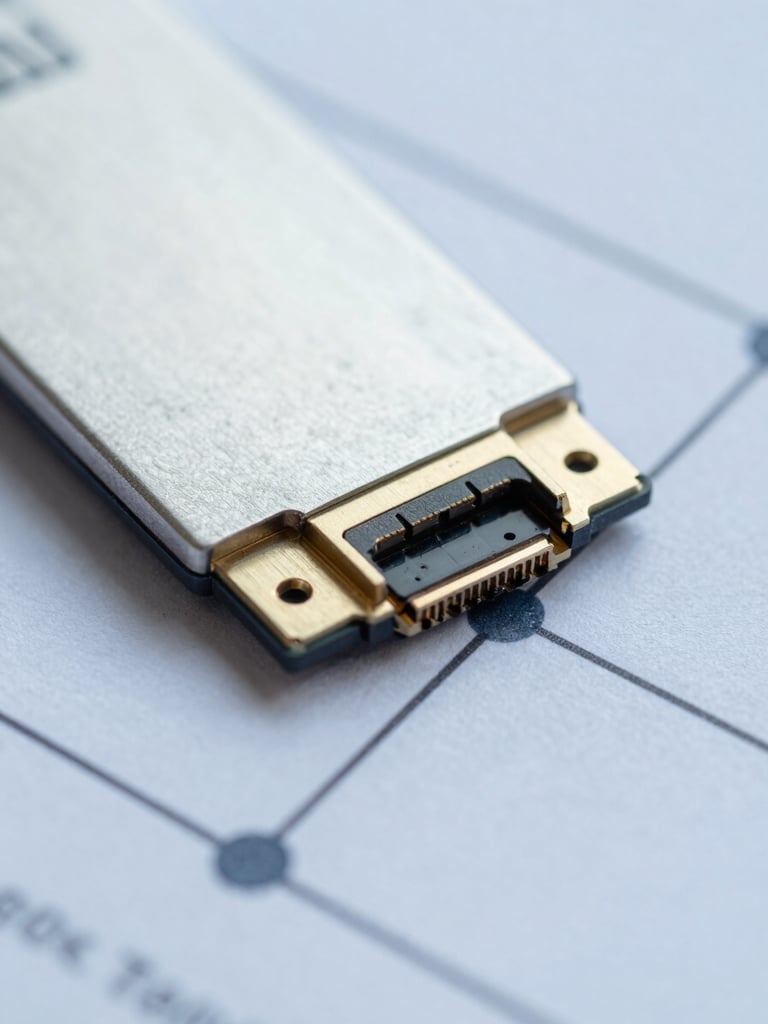 Macro close-up of a secure digital interface showing abstract data flows and legal document verification nodes, cool crisp daylight, high-trust banking feel.