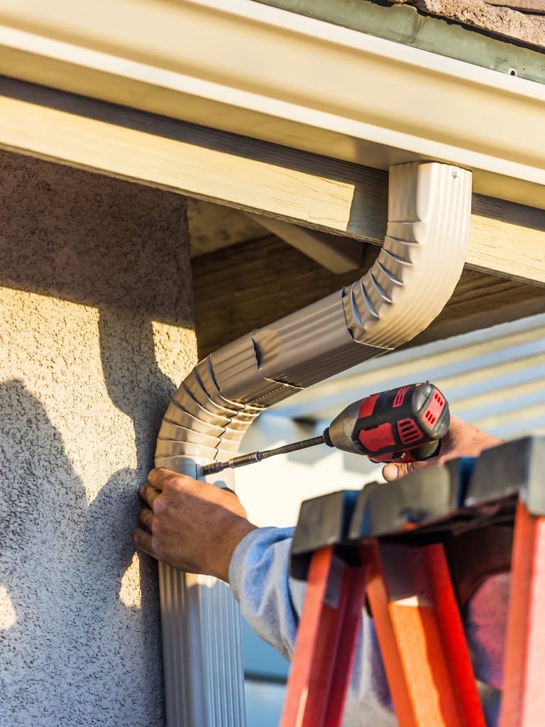 Installing gutter guard system on residential home
