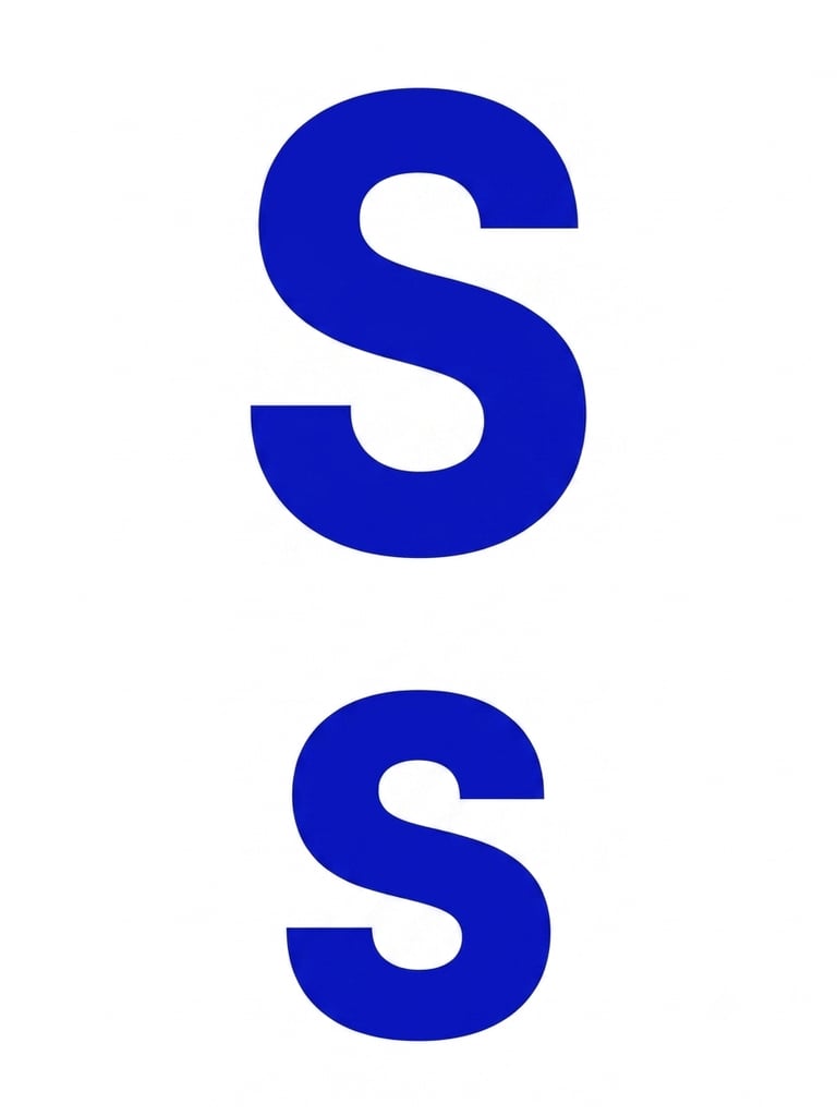 Two bold blue capital letter S characters stacked vertically on a clean white background.