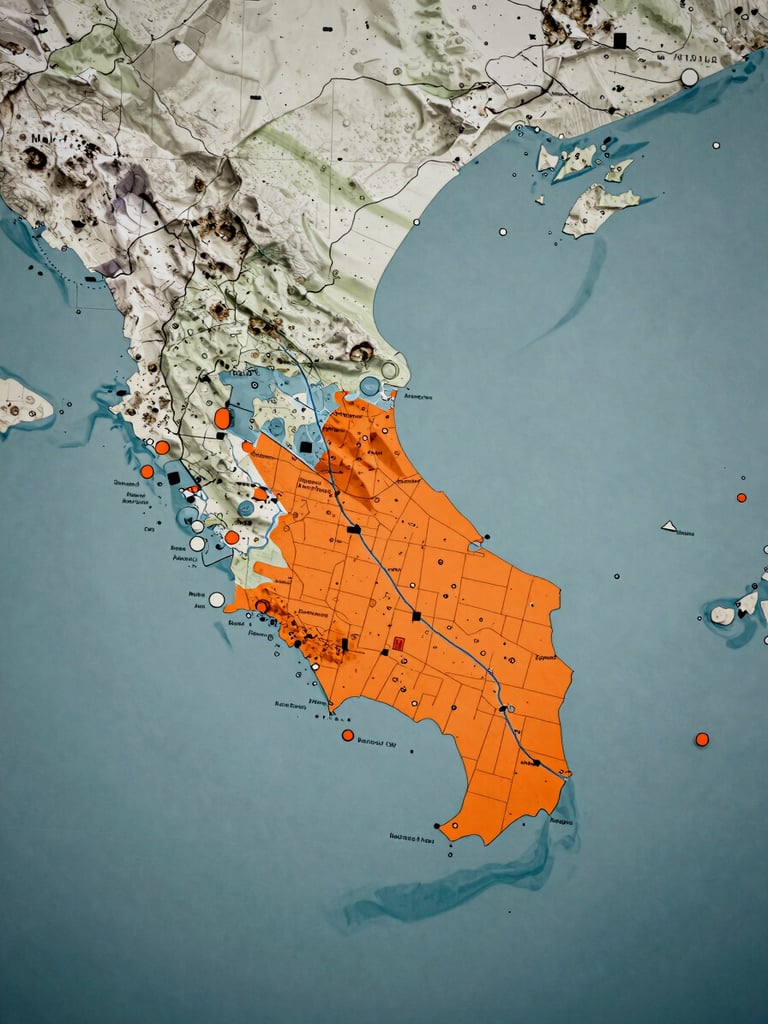 Overhead map view highlighting the Mid-Atlantic region with a focus on Annapolis, overlaid with subtle indicators of rapid response zones, high-contrast daylight, cool muted tones with orange accents, sharp focus, 35mm lens