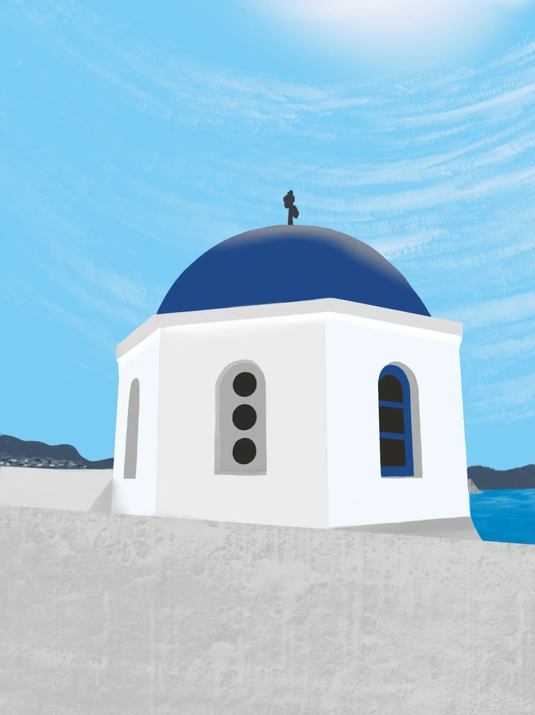 Création d'une illustration à partir d'une photographie à Oia, antorin