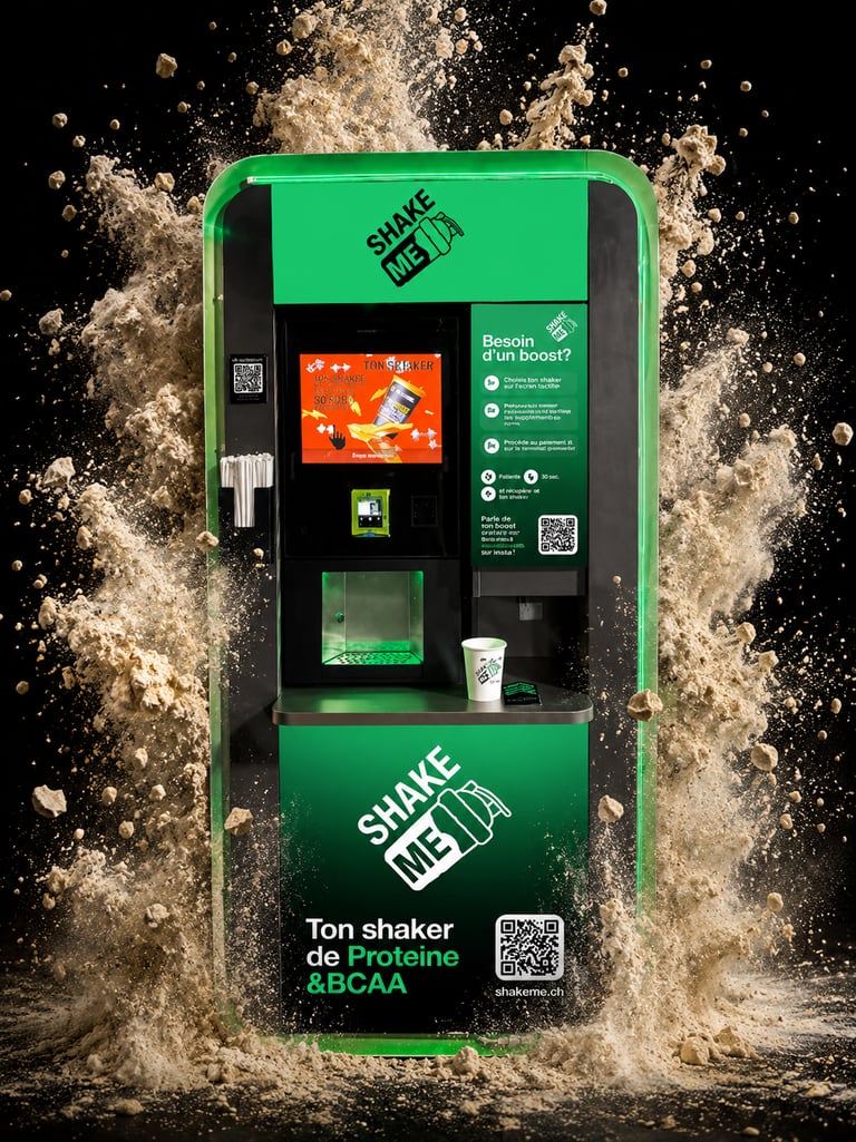 ShakeMe distributeur automatique de protéine pour les salles de sport Genève suisse