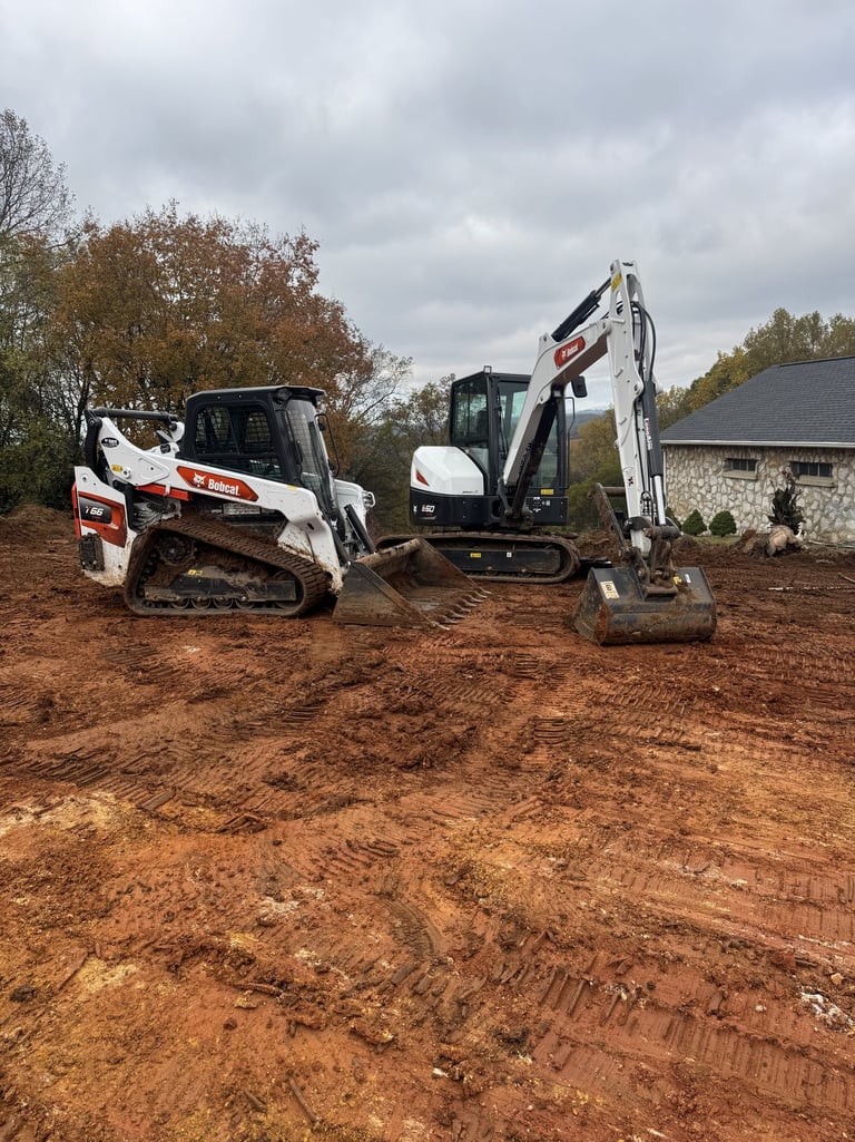 Bobcat skid steer and excavator