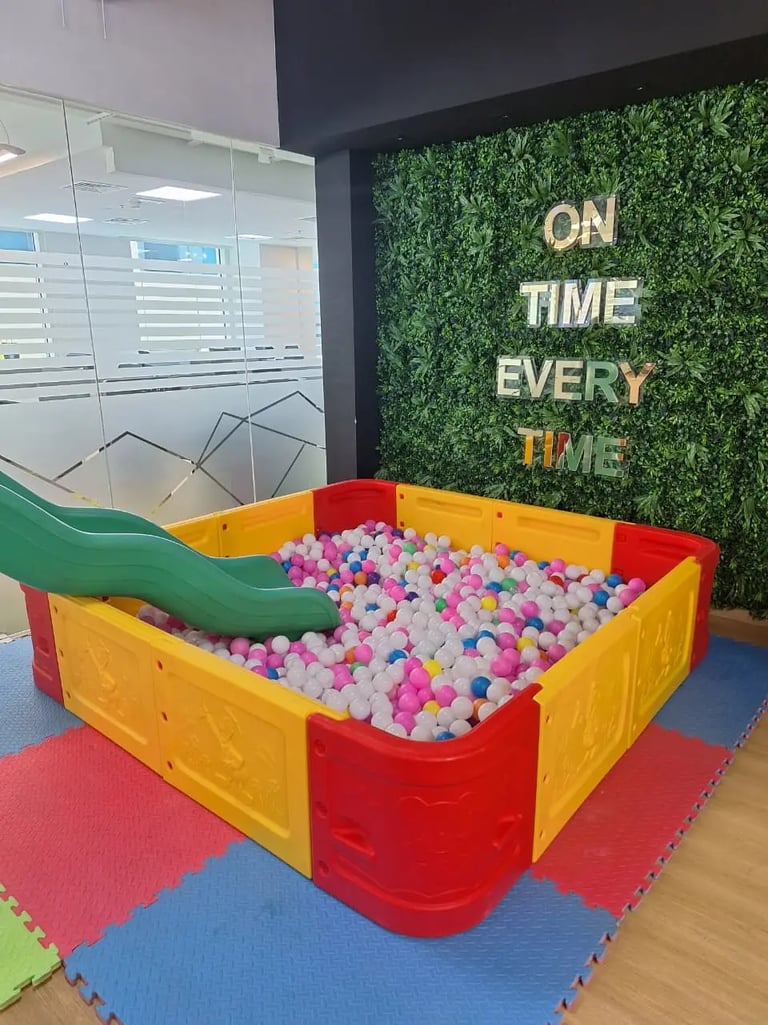 faimly day at work in office with kids activities and refreshments