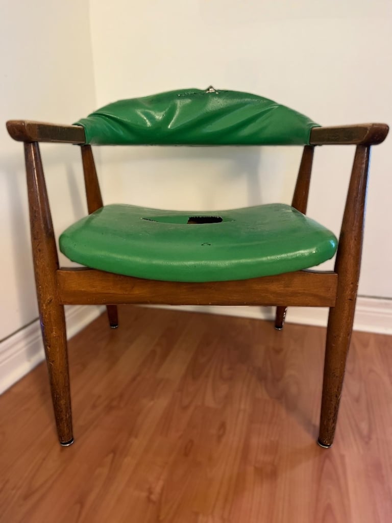 vintage MCM chair before reupholstery