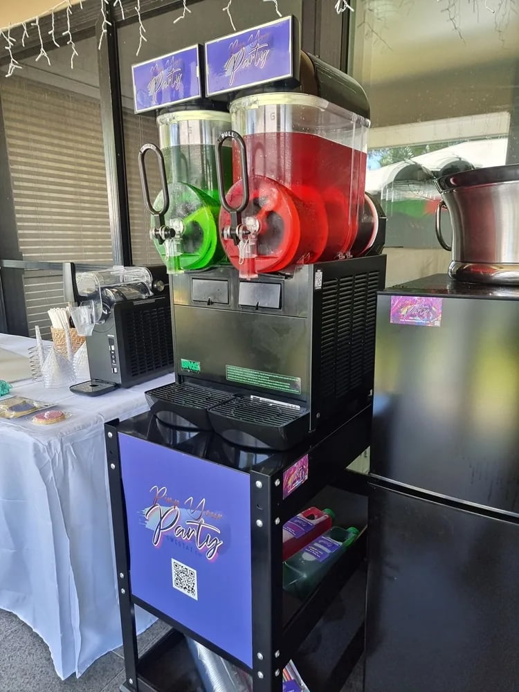 Slushie Machine with Strawberry and Margarita for a 40th Birthday in Victoriapoint, Redlands - party hire by SweetAz Co.