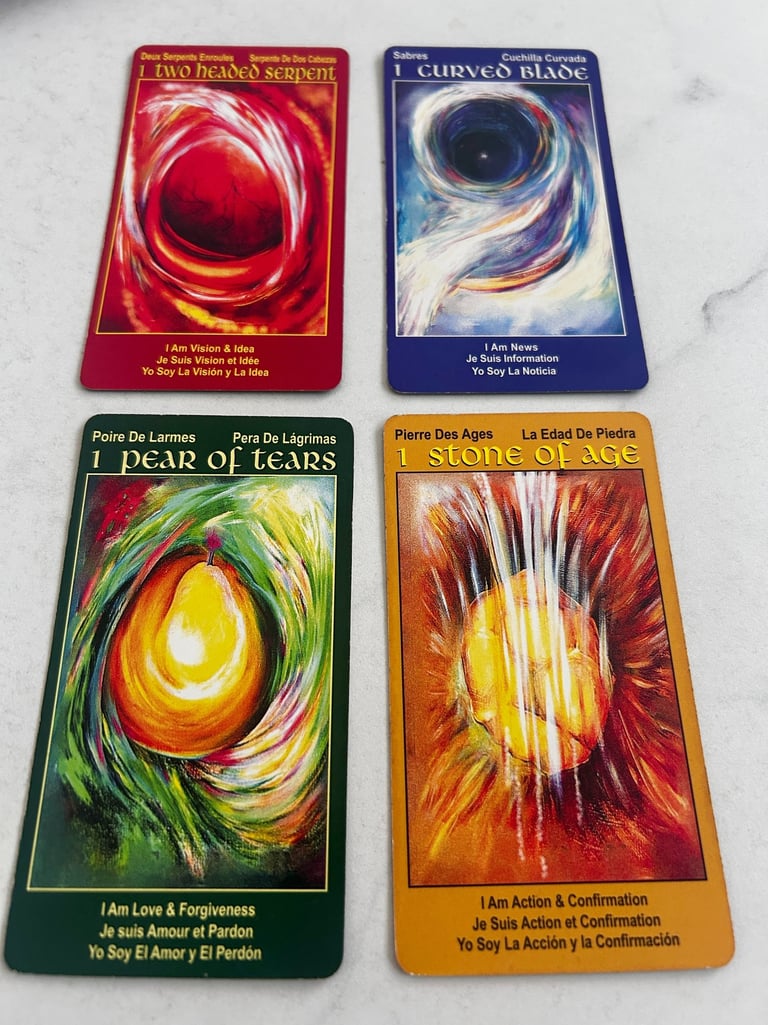 Minor Arcana tarot cards 4 suits of colors from the I Am One tarot deck