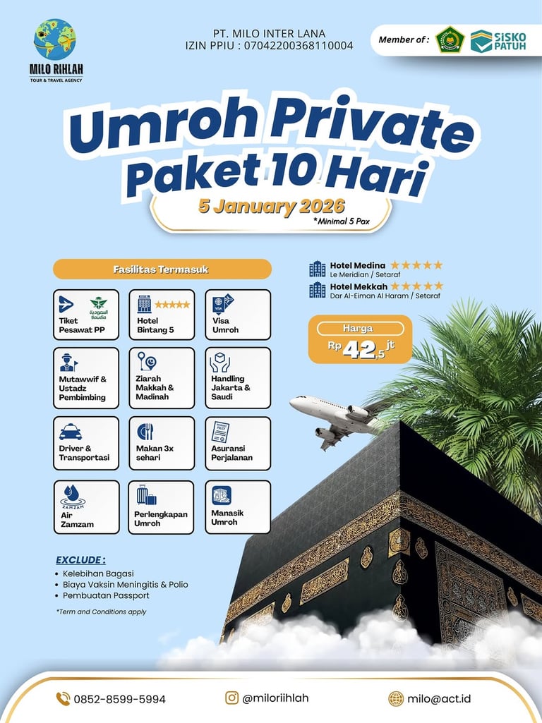 Umroh Private Januari 2026 10 hari