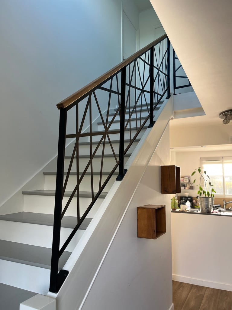 Garde-corps en acier mains courante bois