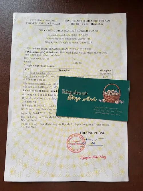 Giay Dang Ki Kinh Doanh Trung Chim Cut Dong Anh