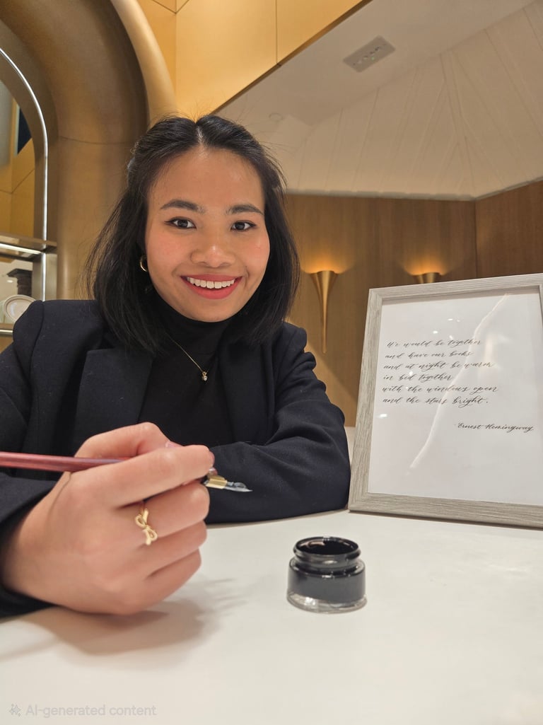 A New York City calligrapher doing live calligraphy poems for a luxury brand.