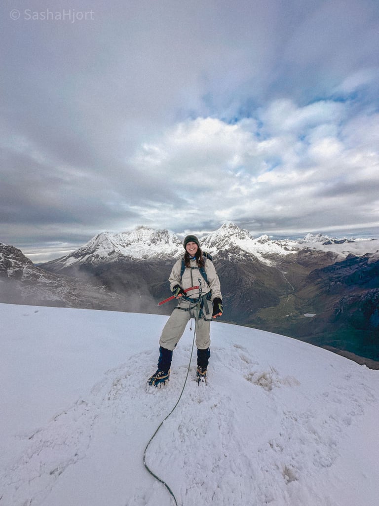 Girl on the summit of Nevado Mateo Peru