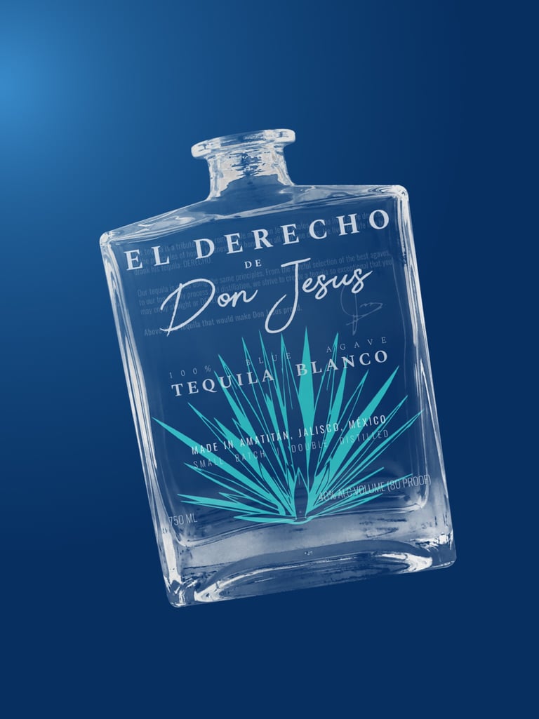 Muestra de botella de tequila impresa