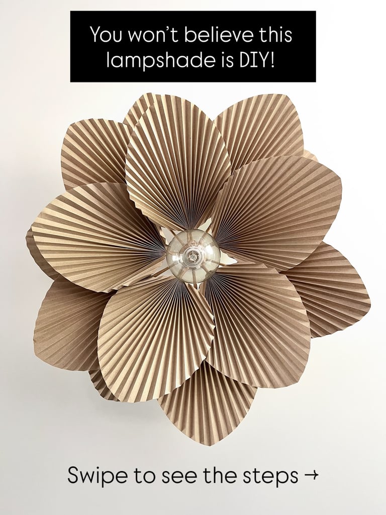 modern high-end looking DIY paper lampshade, made out of accordion-style shaped flower petals